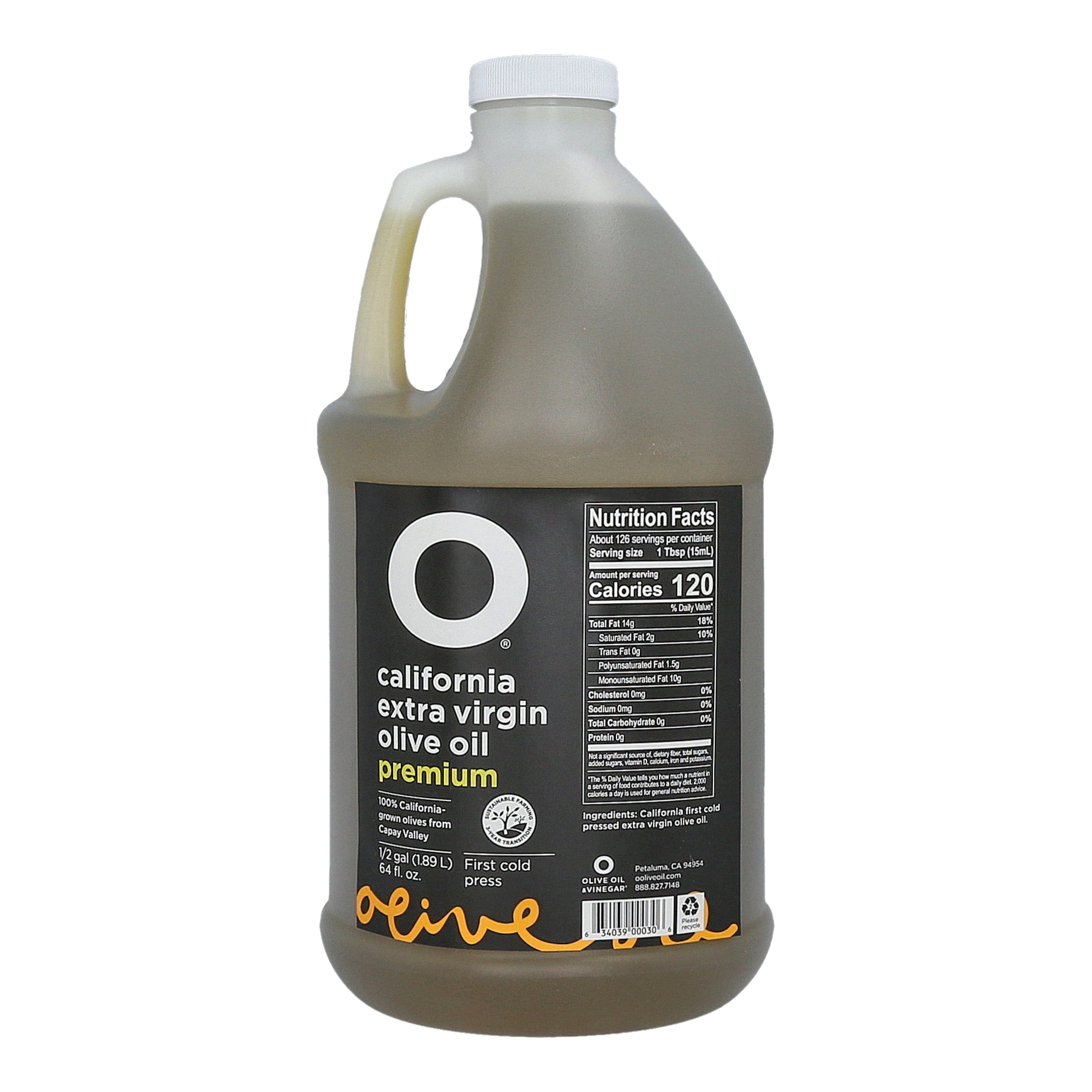 O California Premium Extra Virgin Olive Oil 64oz Plastic Jug (1/2 gallon)