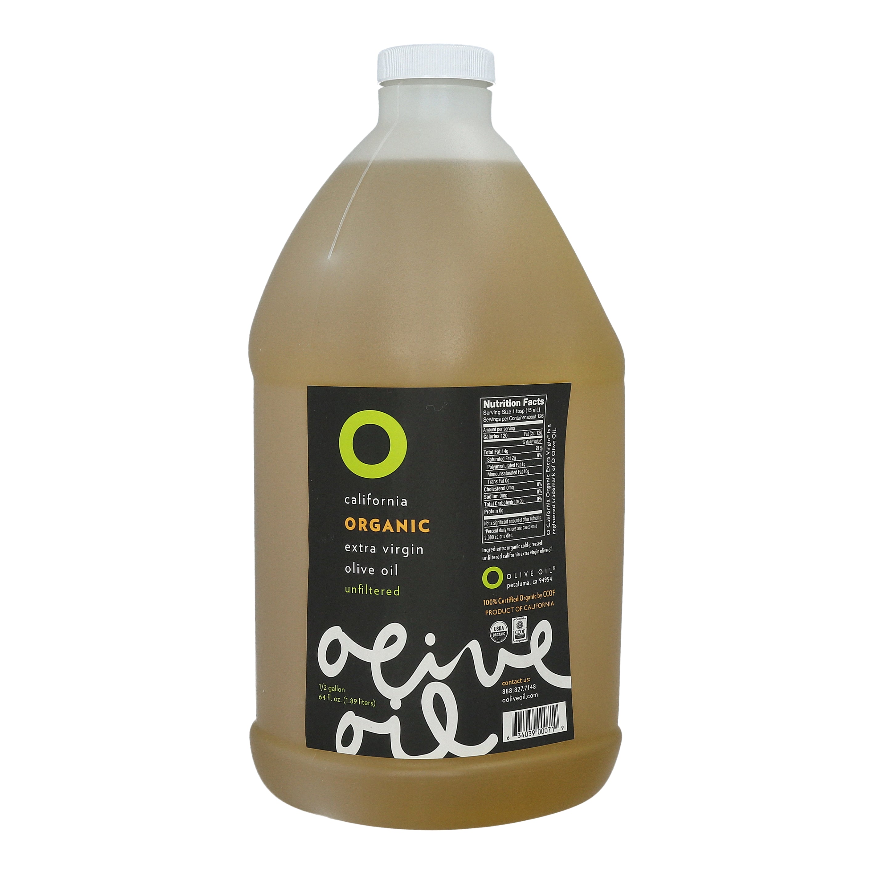O California Organic Extra Virgin Olive Oil 64oz Plastic Jug (1/2 gallon)