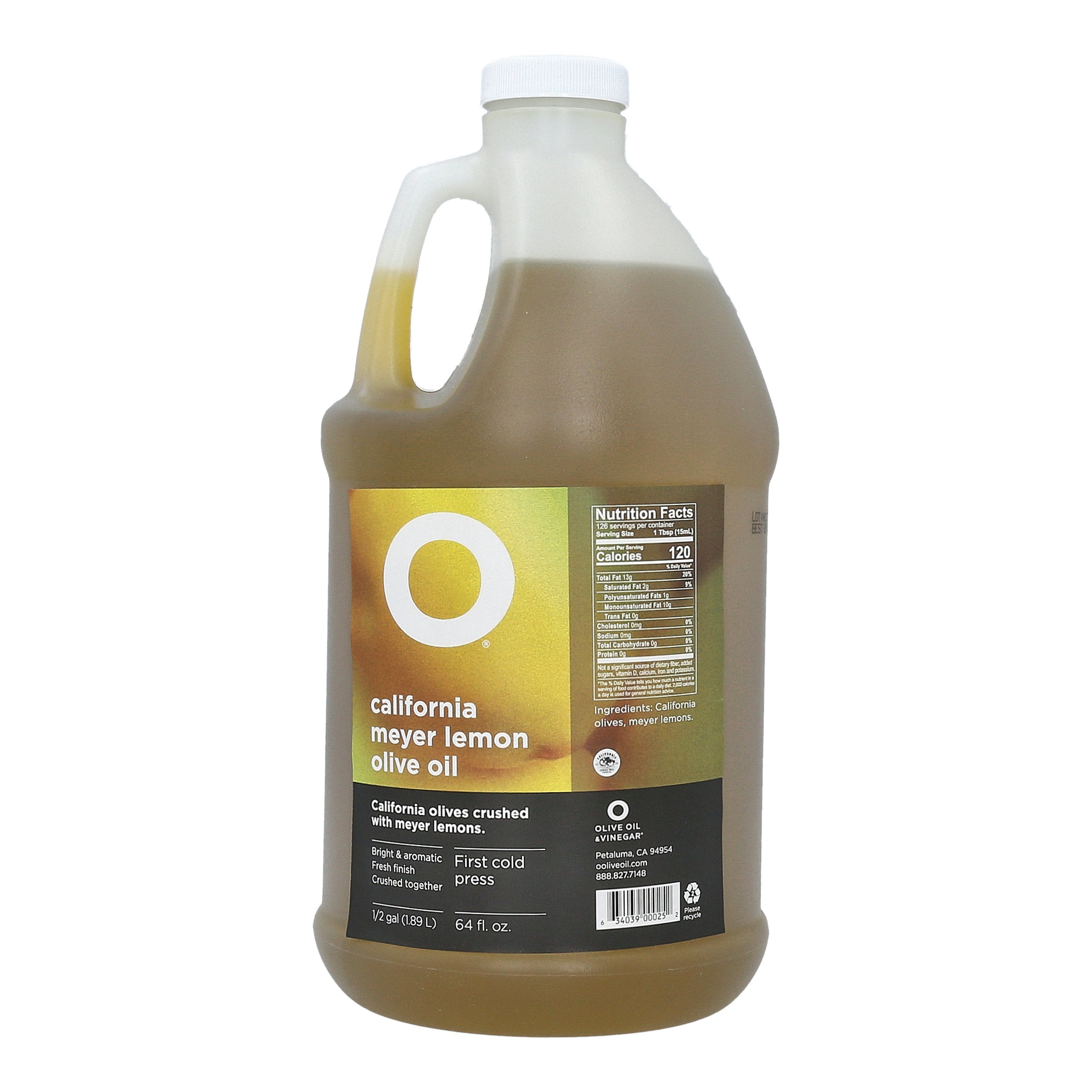 O California Meyer Lemon Olive Oil 64oz Plastic Jug (1/2 gallon)