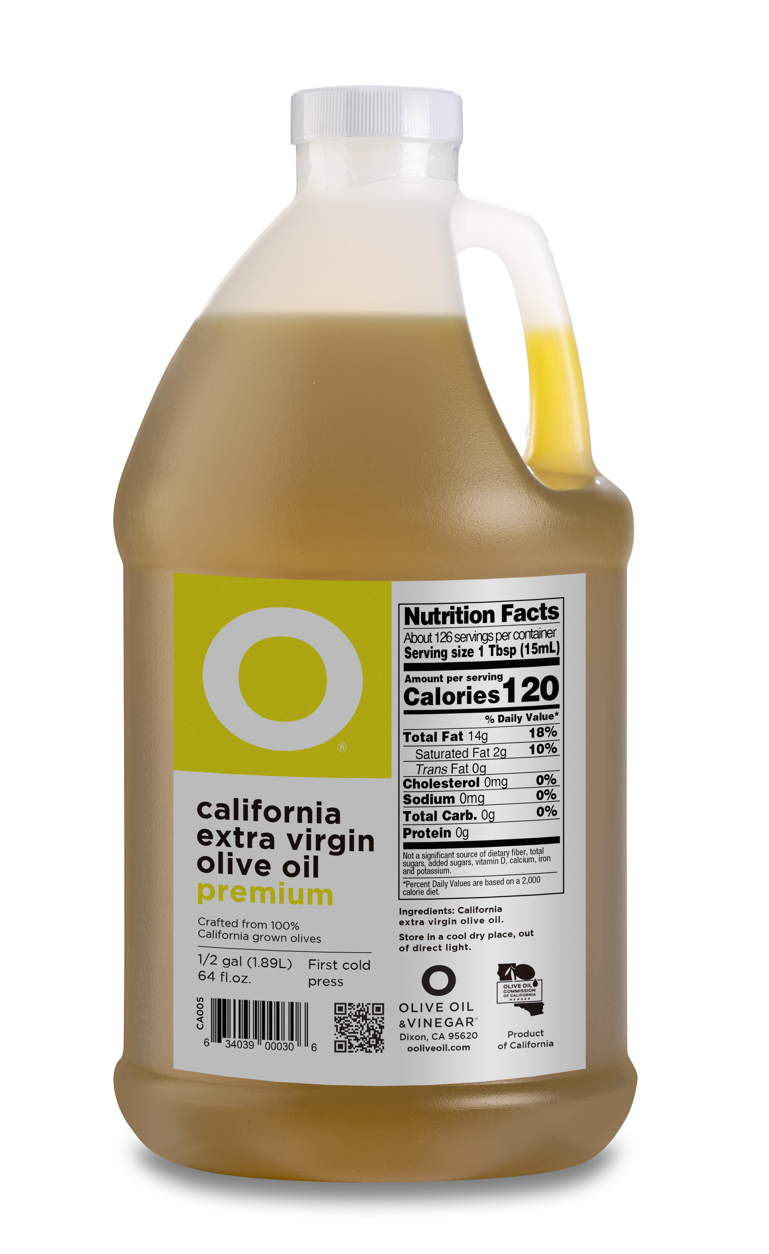 O California Premium Extra Virgin Olive Oil 64oz Plastic Jug (1/2 gallon)