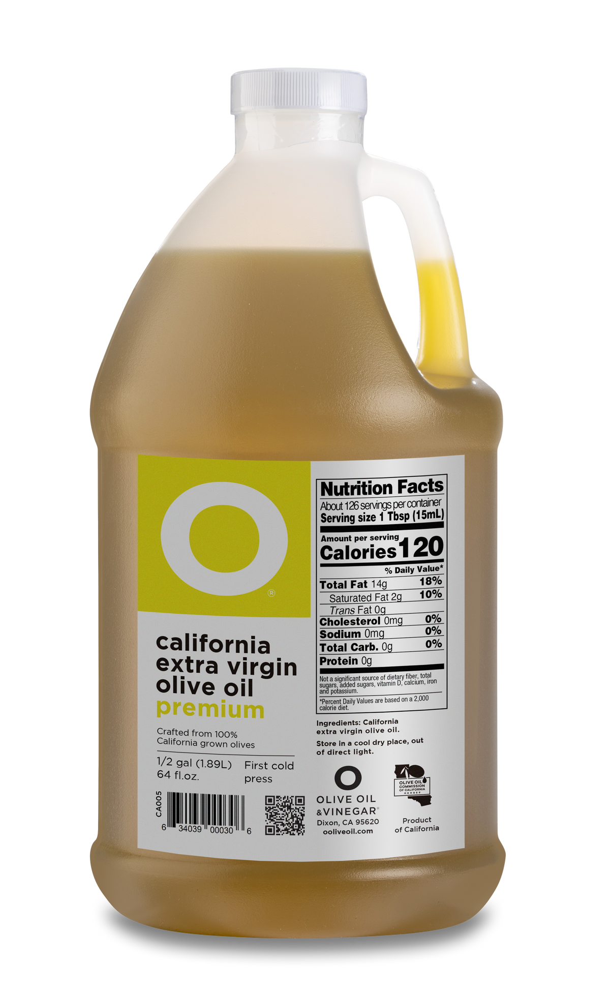 O California Premium Extra Virgin Olive Oil 64oz Plastic Jug (1/2 gallon)