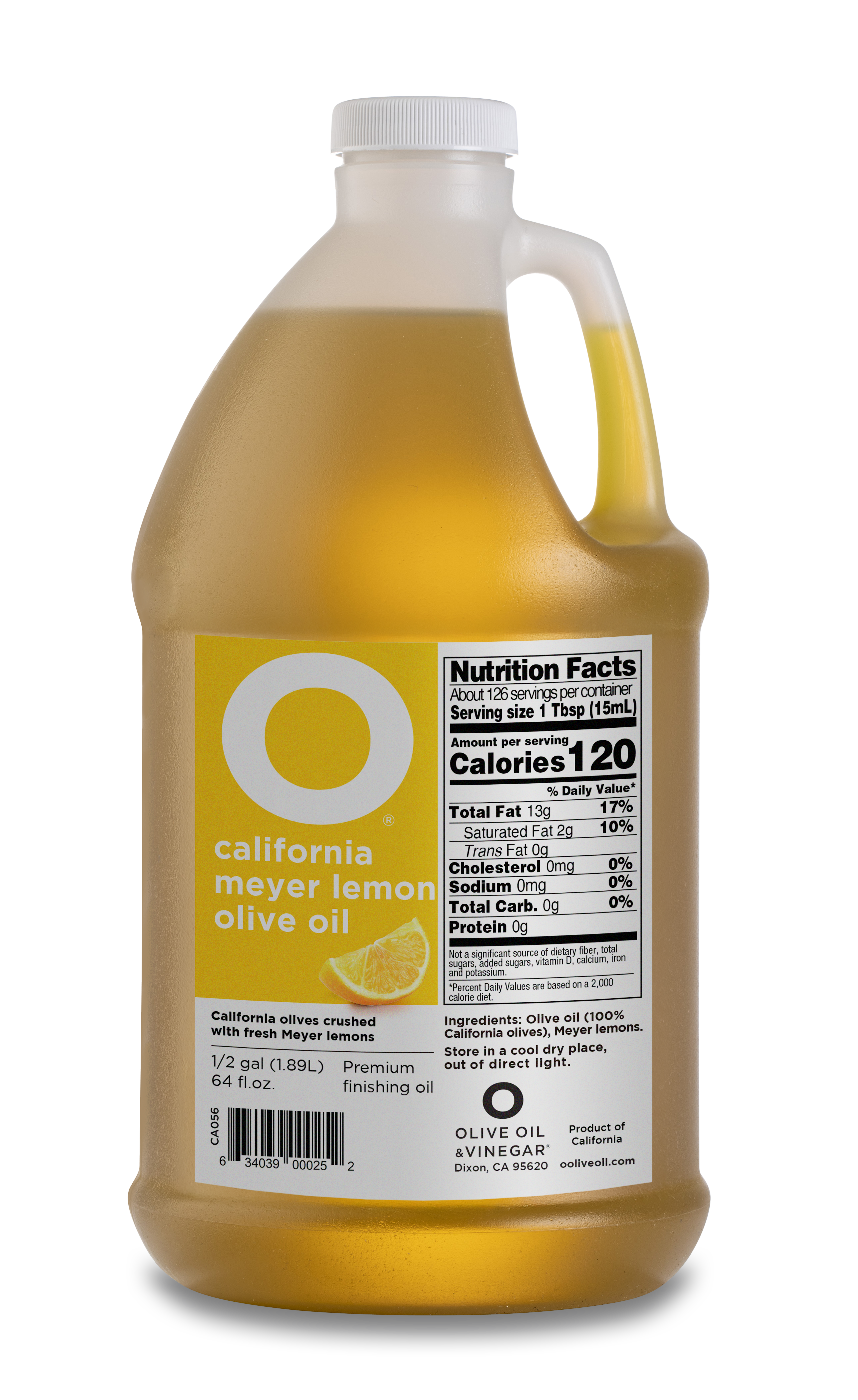 O California Meyer Lemon Olive Oil 64oz Plastic Jug (1/2 gallon)