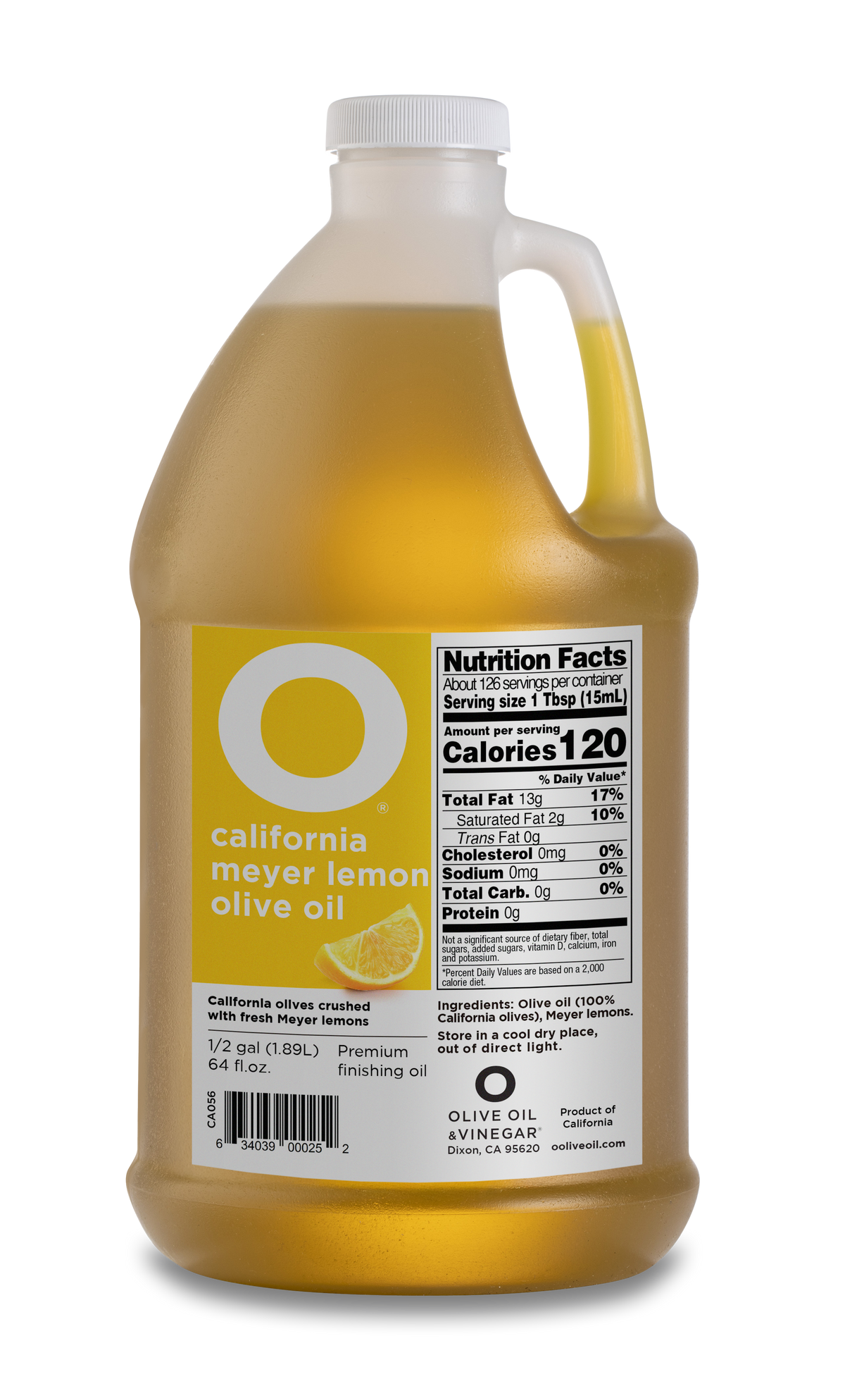 O California Meyer Lemon Olive Oil 64oz Plastic Jug (1/2 gallon)